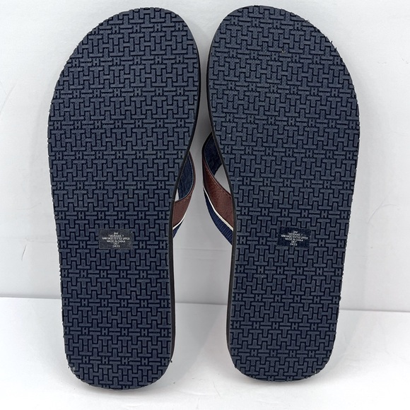 TOMMY HILFIGER MEN’S BROWN AND NAVY FLIP FLOPS, DRAKE-T STYLE, SIZE 9M - Picture 12 of 15
